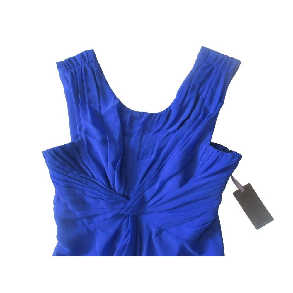 NWT Vera Wang Blue Knotted Slit Shoulder Grecian Chiffon Sleeveless Gown Dress 2 - Picture 7 of 9